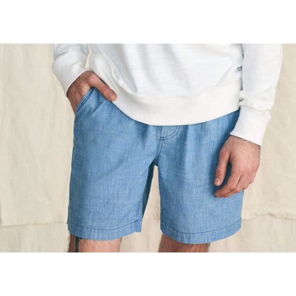 Faherty Essential Chambray Shorts | Mens XL, Sherwood Creek Indigo Blue $108 NWT - Picture 6 of 7